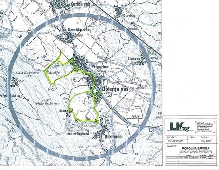 Prikaz obsega cestne zapore (Lončarija teče 2025)