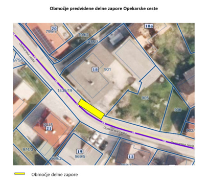 Območje delne zapore Opekarske ceste