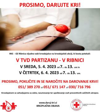 Krvodajalska akcija v Ribnici
