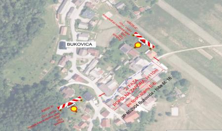 Popolna zapora občinskih cest v naselju Bukovica